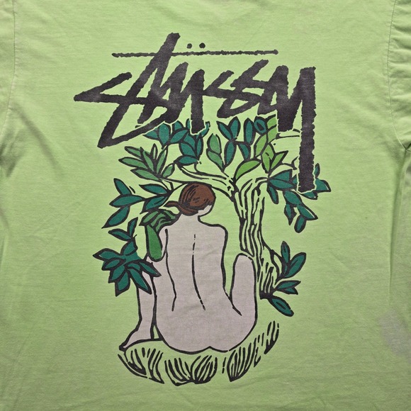 Stussy Forces of Nature T Shirt Mens Medium Light Green Graphic Print Casual - Picture 2 of 12
